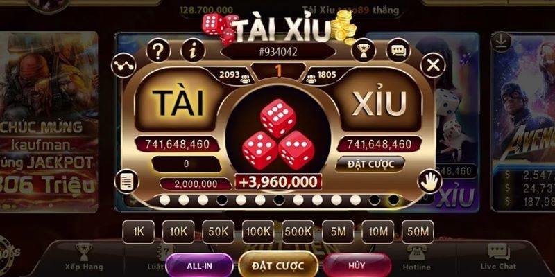 Tài xỉu luôn thuộc top game bài Jun88 hot nhất